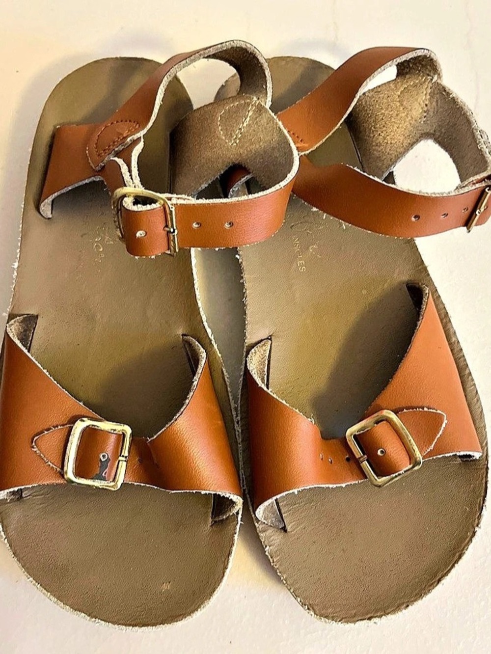 Saltwater Brown Buckle Sandals